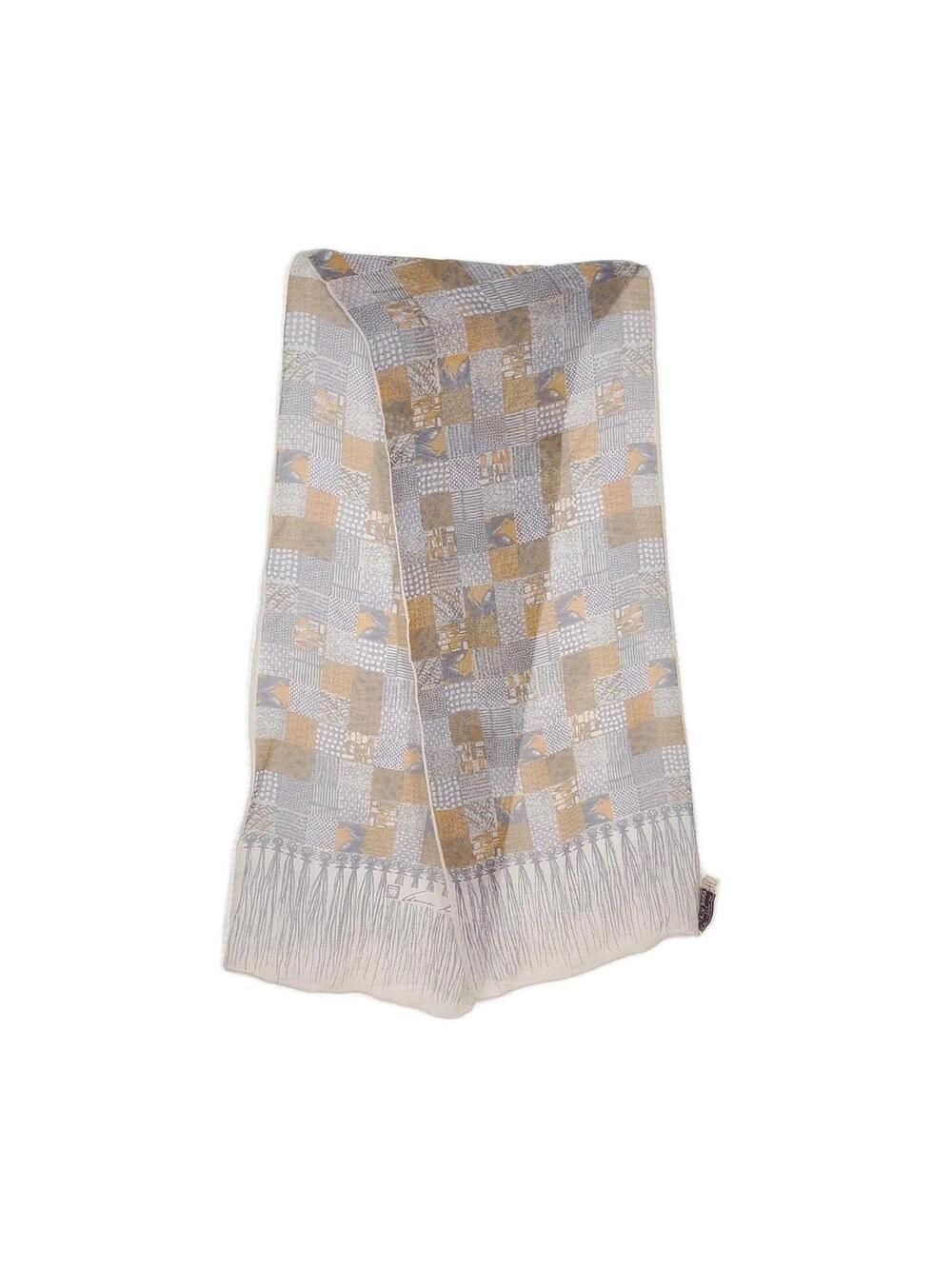 Vintage 1970s Trompe L'oiel Scarf 40x10" Anne Klein 100% Silk Crepe Gray Sheer